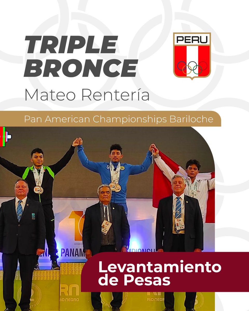 copteamperu's tweet photo. 🇵🇪 ¡La Fuerza del Perú continúa dejando nuestra Patria muy en alto! 🥉 Triple bronce para Mateo Rentería, en la división 67kg. de #LevantamientodePesas 🏋️

Arranque 116kg 🥉
Envion 146kg 🥉
Total 262kg 🥉

@PesasPeru #movimientoolimpico #sport #COPinforma #movimientolímpico https://t.co/eBMu4aTupi