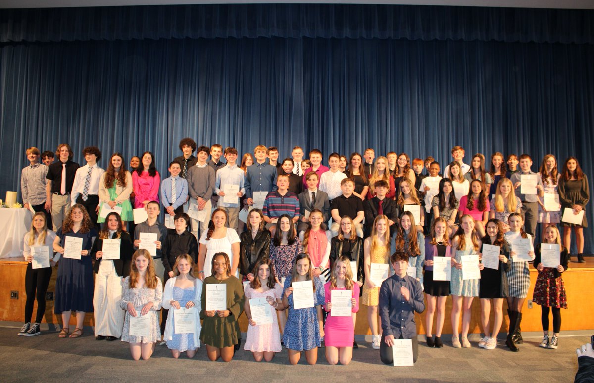 CCCSDtweets's tweet photo. Last night, 75 of our eighth and ninth-grade students were inducted into the National Junior Honor Society. Congratulations to our new members! Your hard work and dedication are commendable. @CCCSD_MS @CCCSD_SHS #CCSaintsPride https://t.co/whyTW9Nwie
