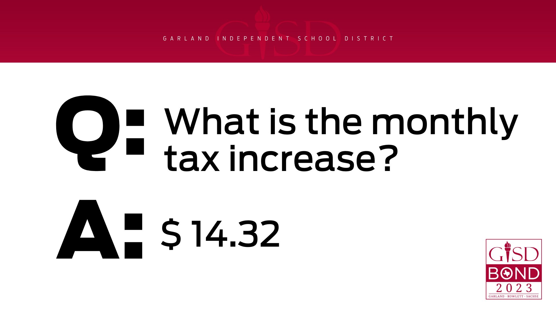 Garland ISD on Twitter "Daily Bond Q&A What is the monthly tax increase if the bond is passed