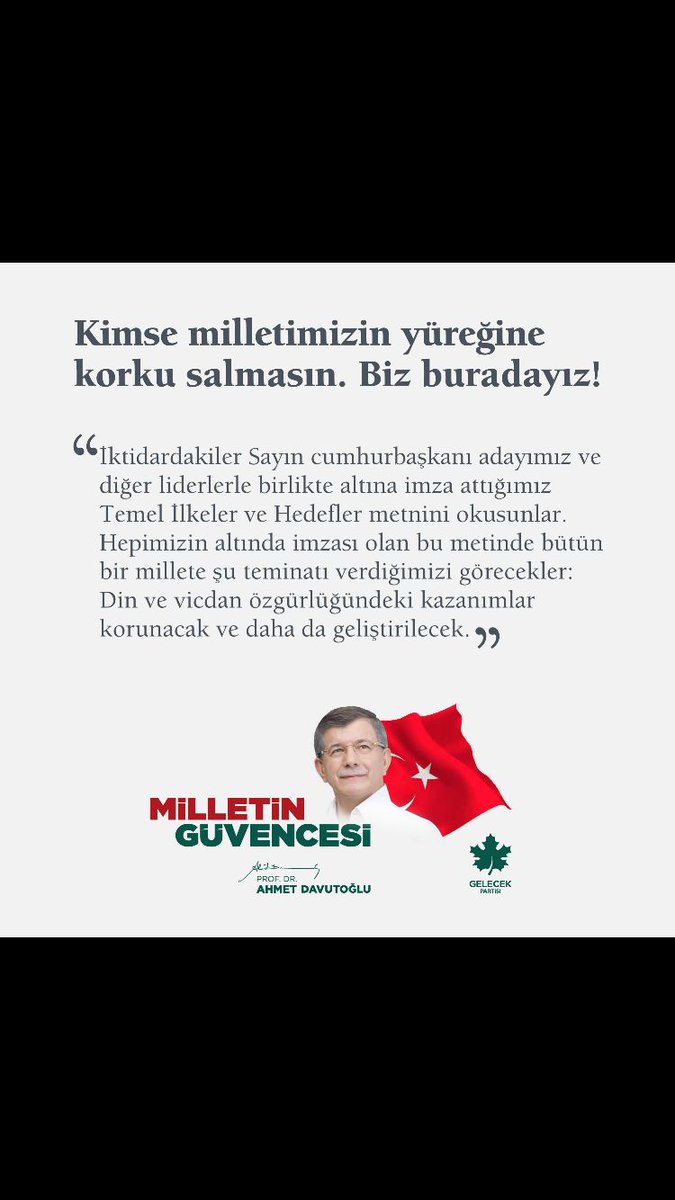 Kimse milletimizin yüreğine 
Korku salmasın.
#Bizburadayız 
#Milletİttifakı