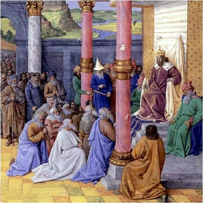 ジャン・フーコーがこの絵を描いたのは 1470 年です。この画像は、バビロンの征服と捕囚からの解放の後、キュロスに敬意を