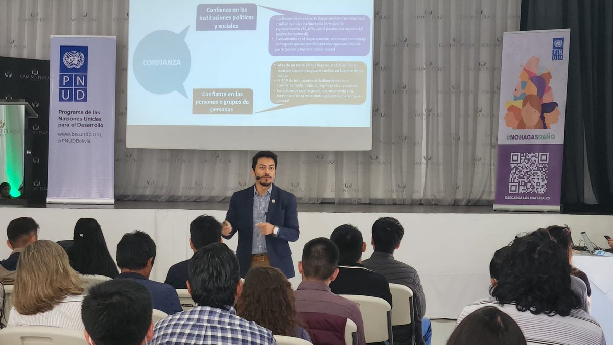 PNUDBolivia's tweet photo. #Hoy el @pnud en #Bolivia, las plataformas de juventudes y periodistas por la #Paz presentaron la campaña #NoHagasDaño en #Cochabamba. 

Este es un espacio de apoyo a la depolarización social y a la corresponsabilidad en la construcción de una convivencia pacífica🕊️ https://t.co/jHAKyg9KNp