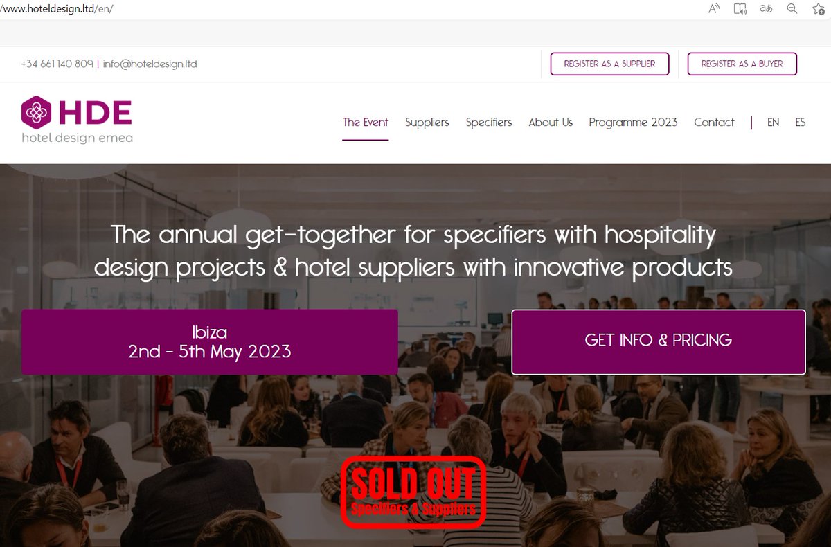 hoteldesignemea's tweet photo. #HDE2023 #hoteldesignemea #soldout #HDE https://t.co/eQug3lwJD2