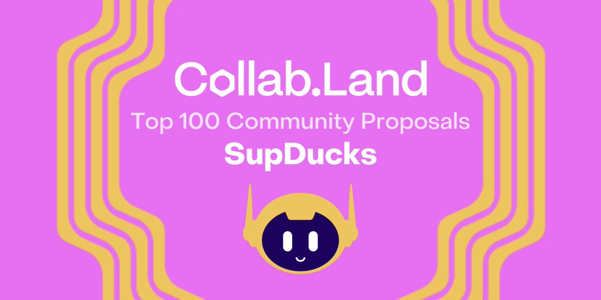 🦆 SupDucks is proud to be a 
Top 100 <a href="/Collab_Land_/">🦾 Collab.Land 🤖</a> Community! 🦆

We are receiving 971,392 $COLLAB sent to wallet address on @optimismFND 👇🏼
0x53815C62Be6599581Bc0a4D962437f086e69d7A2 

To read our proposal in full, please see: 
collabland.mirror.xyz/fontfPQqRhgmDX…