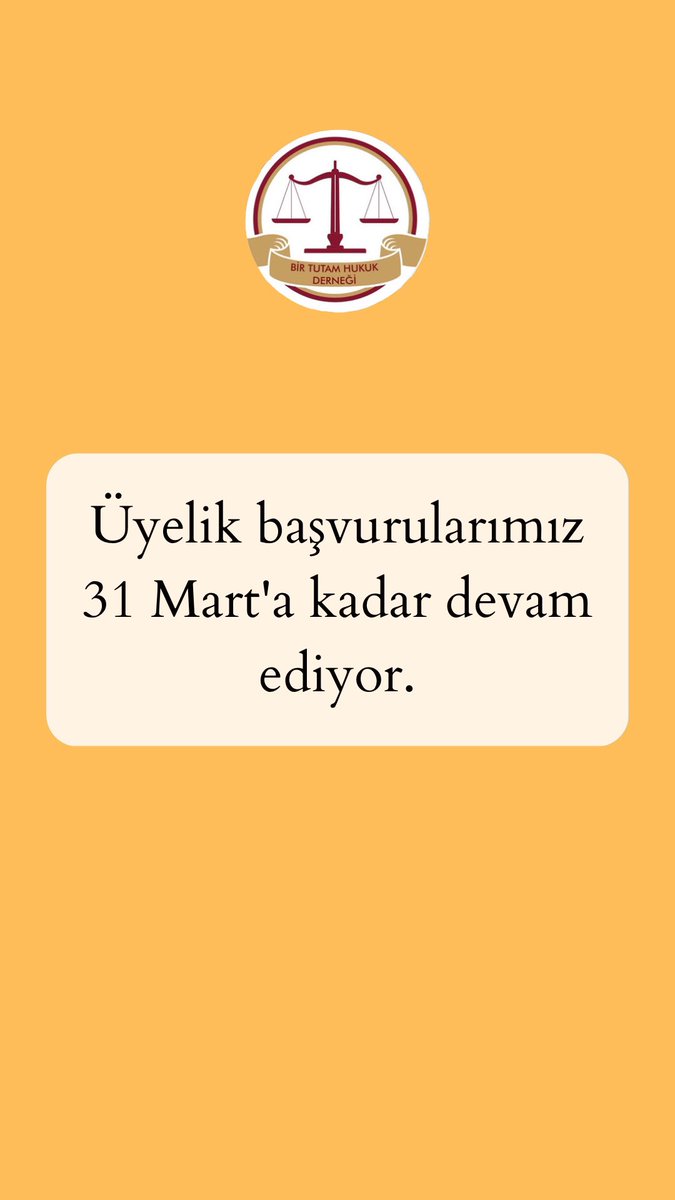 Üyelik başvurularımız 31 Mart’a kadar devam ediyor.

Aşağıdaki linkten başvuru yapabilirsiniz 

⬇️

birtutamhukukdernegi.org.tr/uyelik-basvuru…