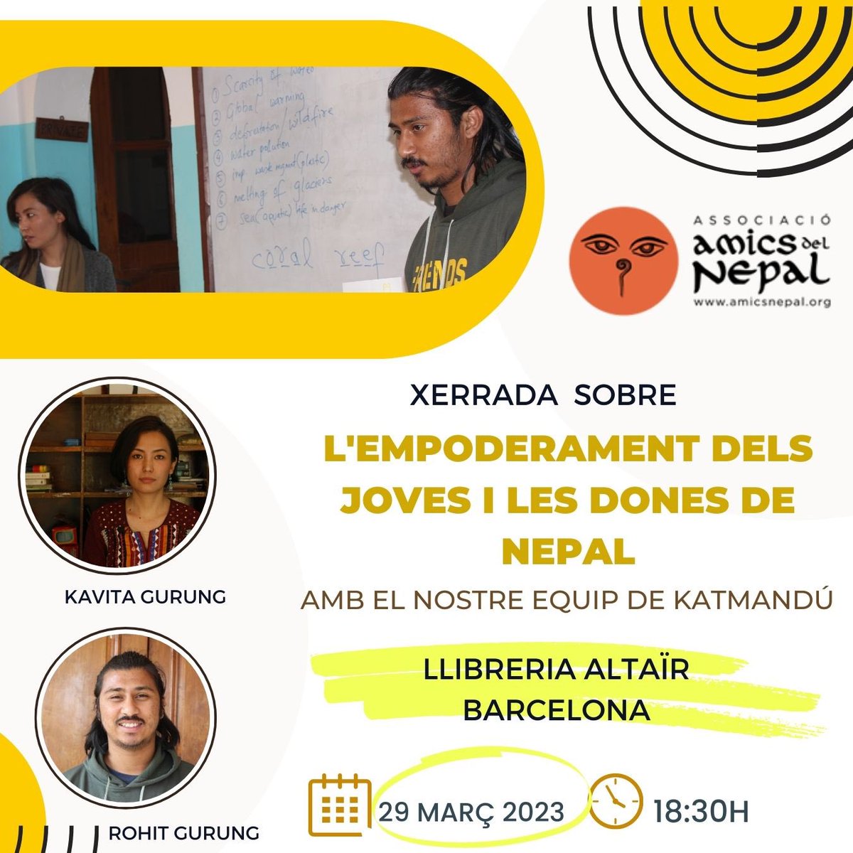 No us perdeu demà dimecres la xerrada-col·loqui sobre el paper de la dona nepalesa i l’empoderament dels joves a Nepal, amb la Kavita Gurung, directora d'Amics del Nepal a Katmandú, i el Rohit Gurung, del projecte Joves.

🗓️ 29 de març, 18:30h

📍@altairllibreria