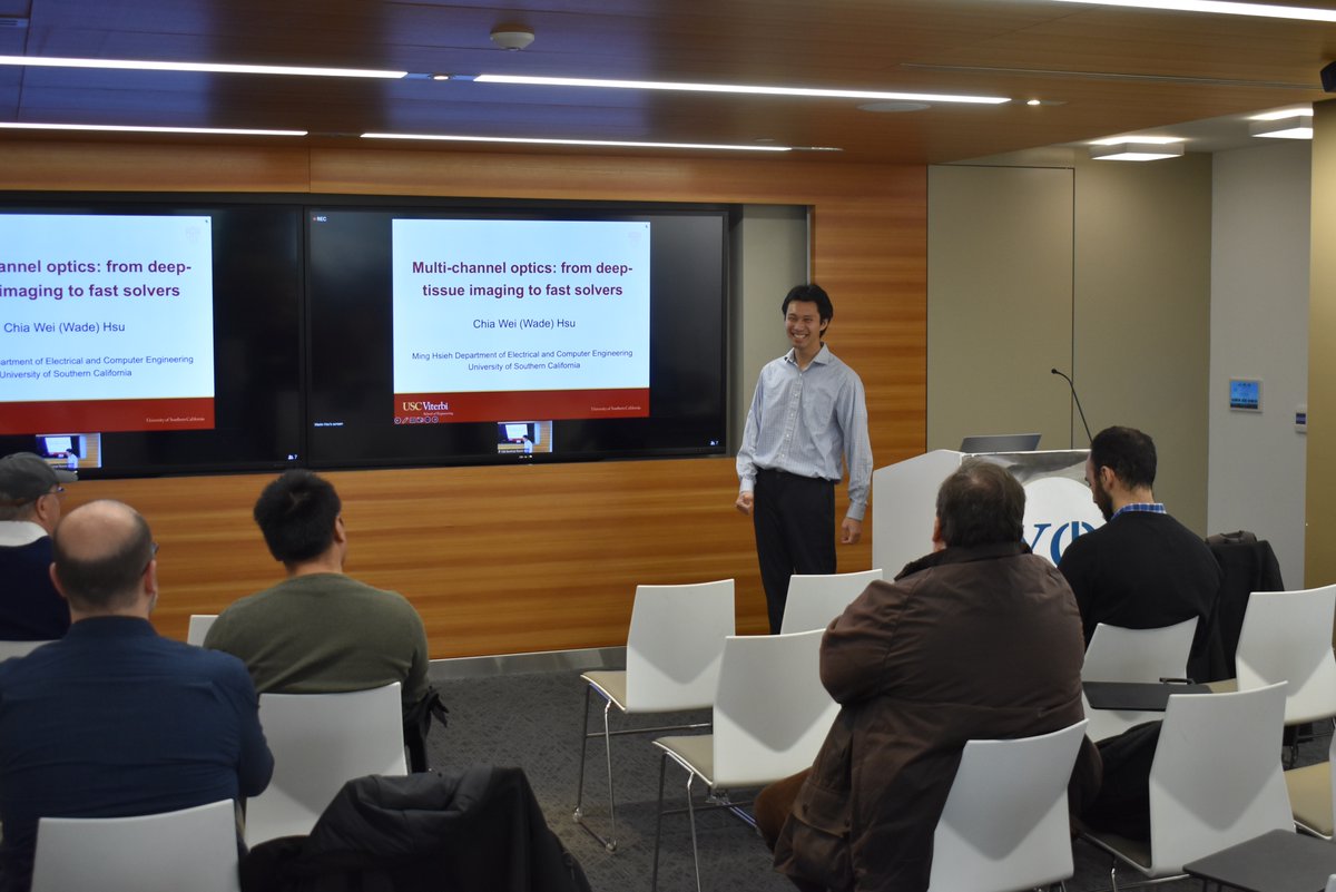 Yale_QI's tweet photo. YQI alum @WadeHsuTweet came back today to give a SSO Seminar on "Multi-channel optics: from deep-tissue imaging to fast solvers". Glad to have you back for a few days! https://t.co/3L1EclJ4sX