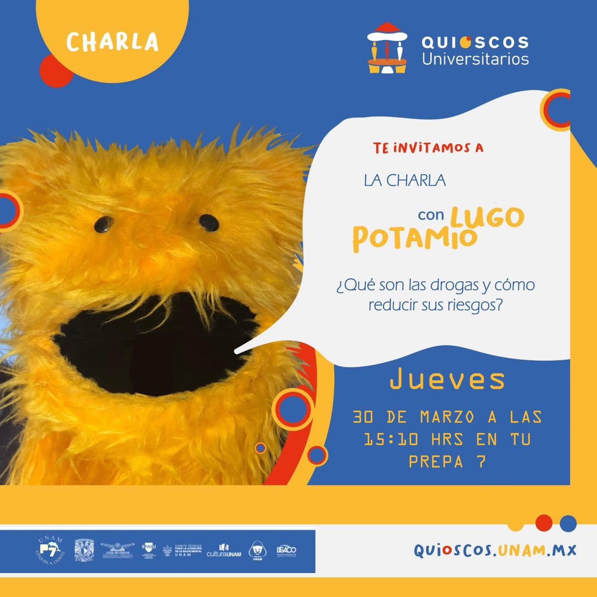 Comunidad_UNAM's tweet photo. ¡Atención, #Pumas de #ENP7 ! ¡#QuioscosUniversitarios llegan a su plantel!💛💙
¡Intégrense, disfruten y compartan su tiempo de esparcimiento en #ComunidadUNAM!
#UNAMComunidadSaludable #CiudadaníaUniversitaria https://t.co/yYBuiOKSCT