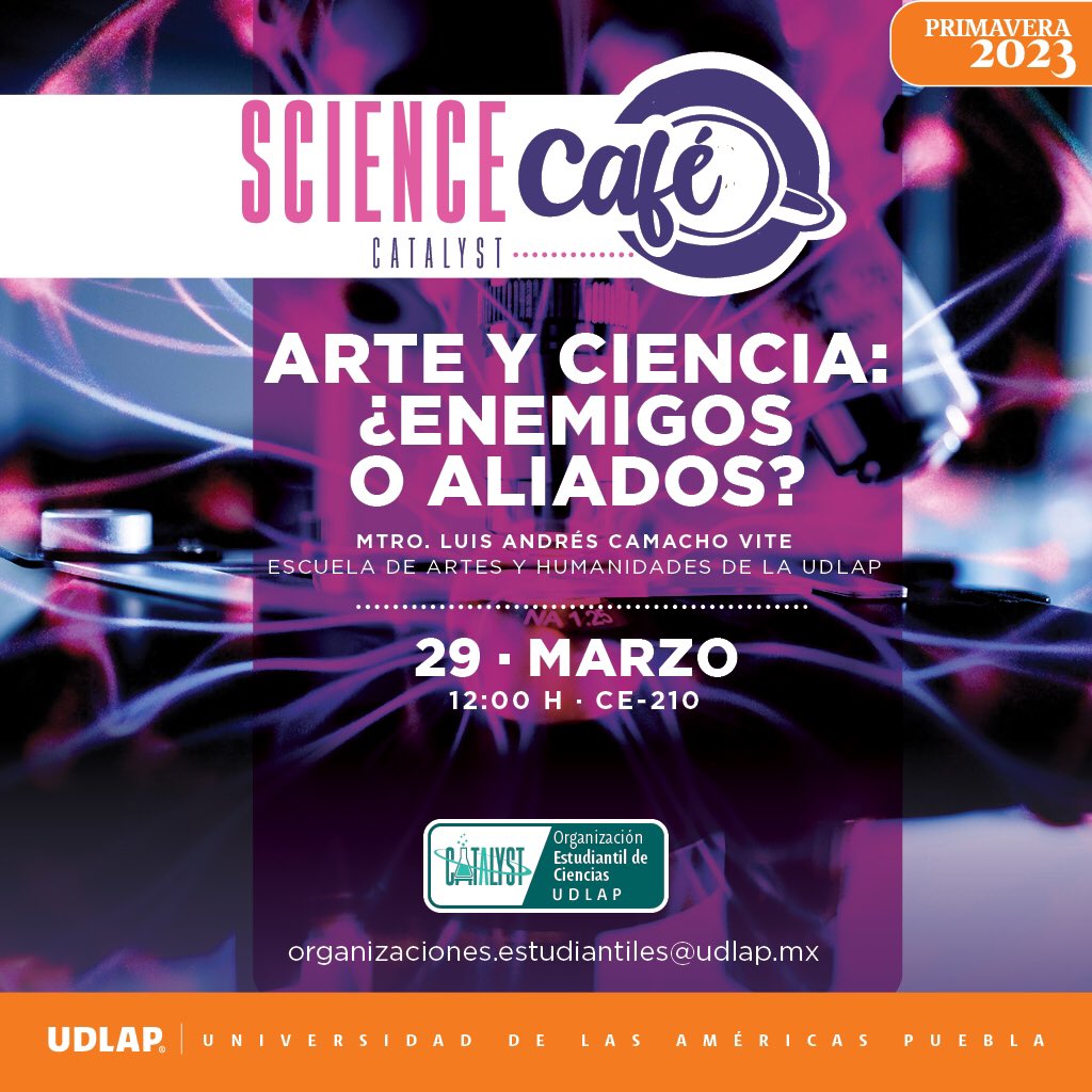 catalyst_ACSSC's tweet photo. Hola!!! habemus Science Café esta  semana ✨✨✨ tendremos una charla sobre arte y ciencia, ustedes qué dicen son aliados o enemigos? 👀 

Les esperamos!!

🗓miércoles 29 de marzo
⏰12 H
📍CE-210 https://t.co/AjV7n4kNH3
