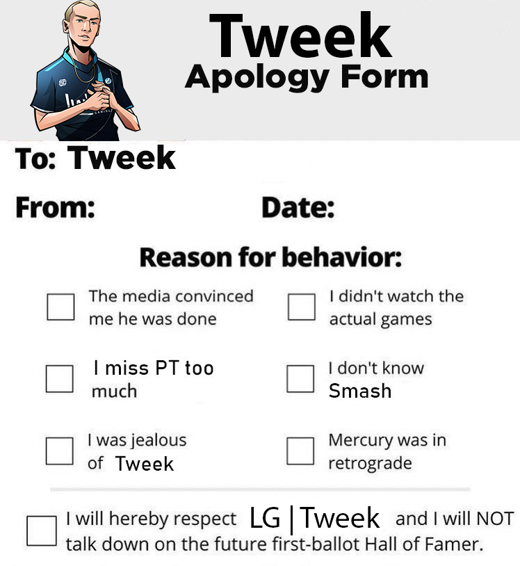Luminosity's tweet photo. New LG Smash apology forms just dropped https://t.co/PdtfuuPbvI