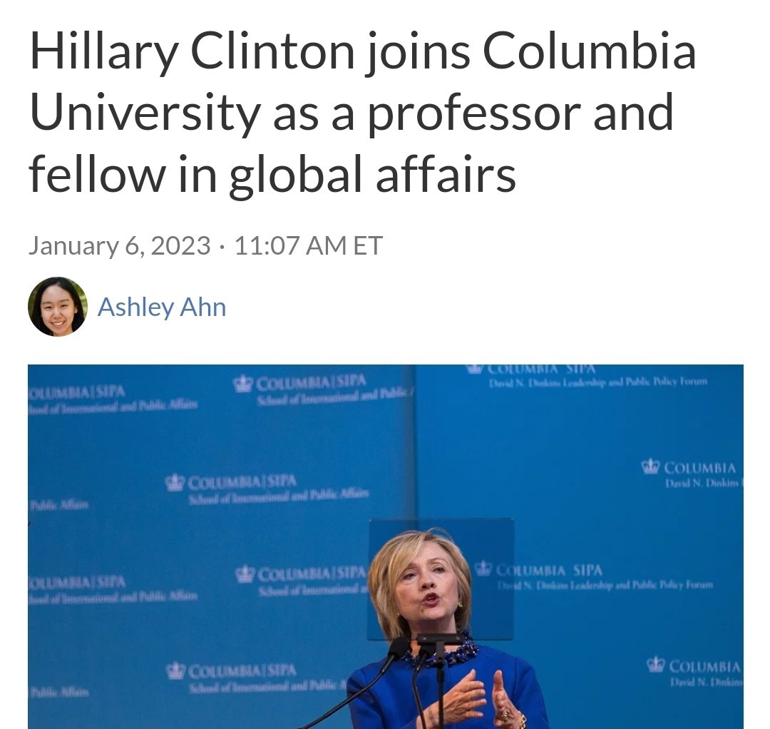 Hillary Clinton joins Columbia U as global affairs professor