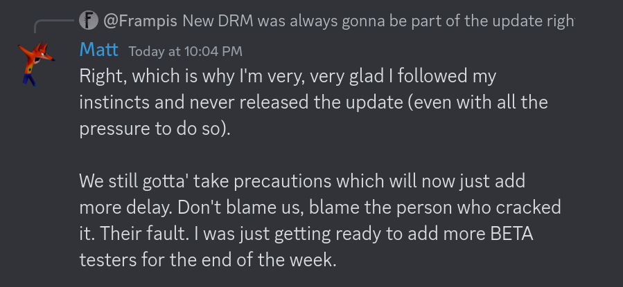 WobblingP's tweet photo. Here is Matt's (PSIO Dev) response about the cracked PSIO firmware version. 
No comment. 👀 https://t.co/l5ZzmA1dXG