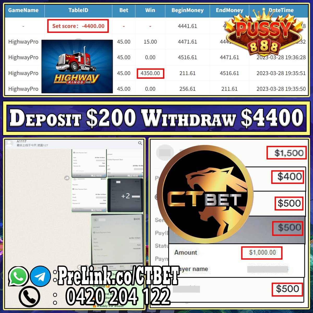 CTBET96's tweet photo. 🔥𝐌𝐞𝐦𝐛𝐞𝐫 𝐂𝐚𝐬𝐡𝐨𝐮𝐭 𝐅𝐫𝐨𝐦 𝐂𝐓 𝐁𝐄𝐓 🇦🇺

💰𝐃𝐞𝐩𝐨𝐬𝐢𝐭: $200 💵𝐖𝐢𝐭𝐡𝐝𝐫𝐚𝐰 :$4400

🌟Game&amp;Slot
➡️Pussy888 ~ Highway Pro

🔥Welcome Bonus 180%
🔥Unlimited Bonus 10%
🔥Daily Rebate 6%
🔥Weekly VIP Bonus

🧬Contact Link: https://t.co/eK3r0NWK9I https://t.co/GYvnyyos5E