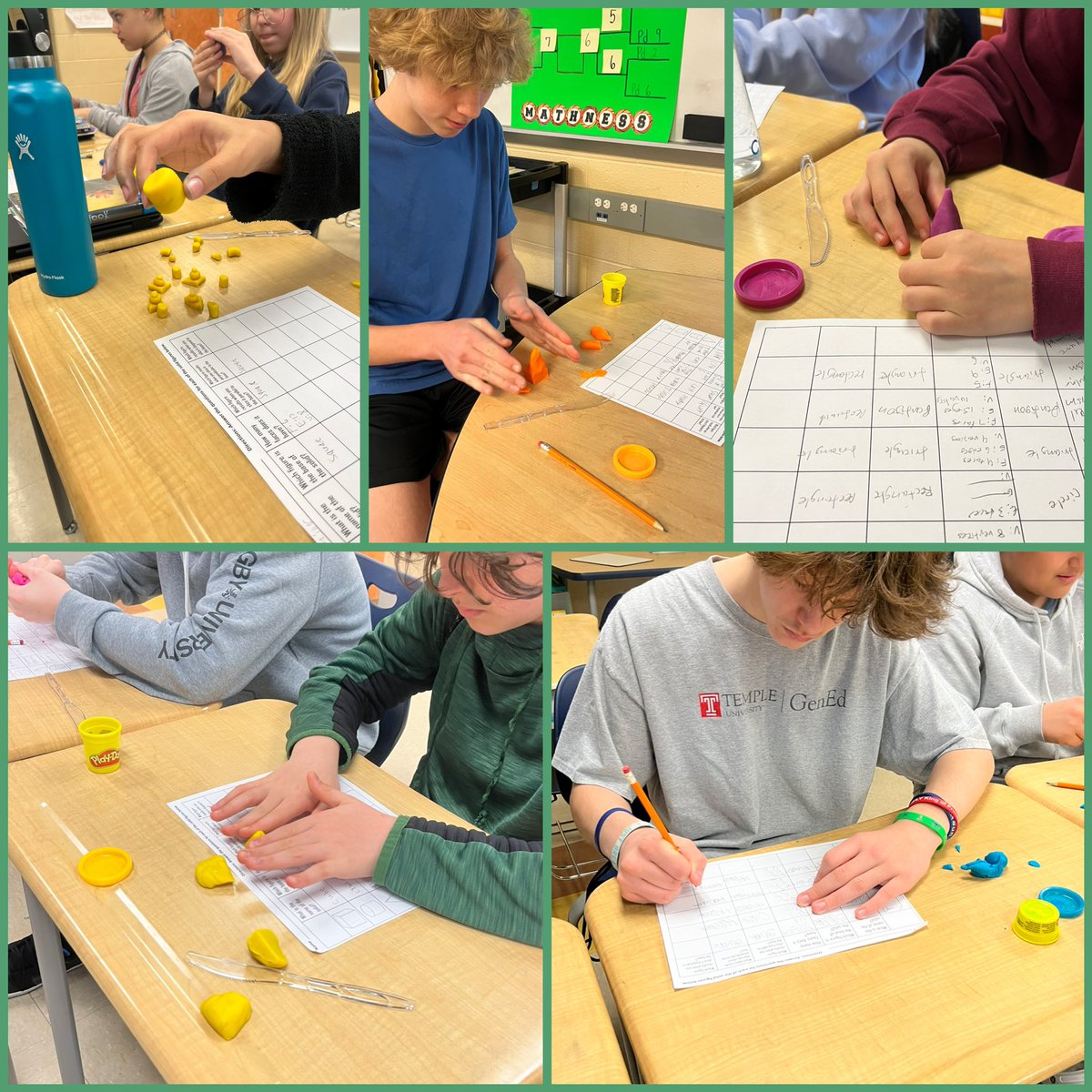 My favorite 7th grade lesson: cross sections of 3D shapes!! #playdough #totalengagement