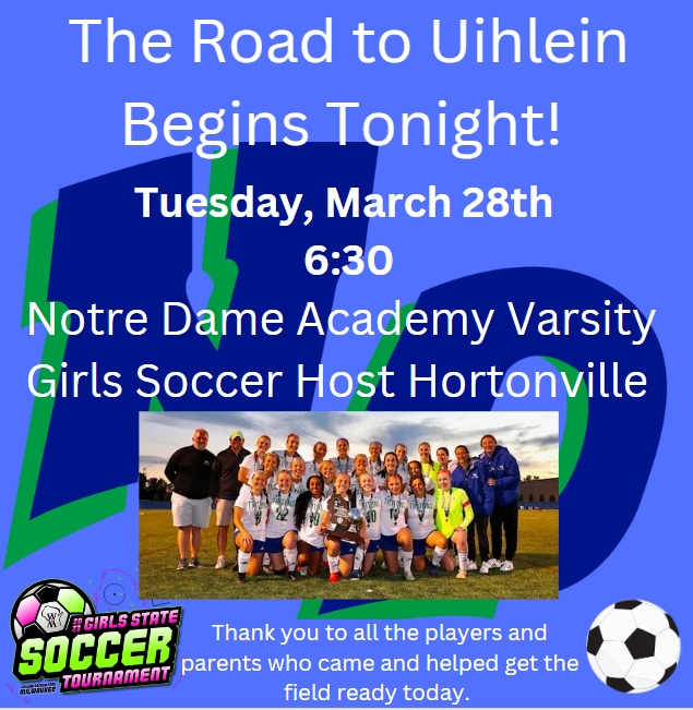 NDATritonSports's tweet photo. Girls HOME SOCCER Game Day!

The Road to Uihlein begins at home at 6:30 when the Varsity team takes on Hortonville!

Thank you so much to our Senior players and some of our parents who came out to help clear off the remaining snow around the edges. 

The NDA COMMUNITY is Special! https://t.co/acUEMTgJCn