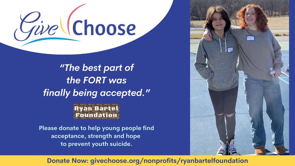 Interpersonal losses such as peer rejection may have a great impact in youth and are found in 1/5 of youth suicide cases. -NIH
Youth need connection and acceptance from peers. Please donate today to help us provide a space where they can connect. givechoose.org/nonprofits/rya…
