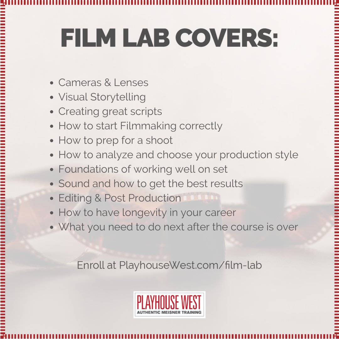 PlayhouseWest's tweet photo. #FilmLab is the perfect way to start your #filmmaking journey. Don't miss out on the chance to hone your #craft and get the tools to create your masterpiece!
Film Lab starts next week, so sign up at https://t.co/UCATUN9eKL now! ๐
#filmmakingclass #createyourmasterpiece https://t.co/YSIxMgAukz