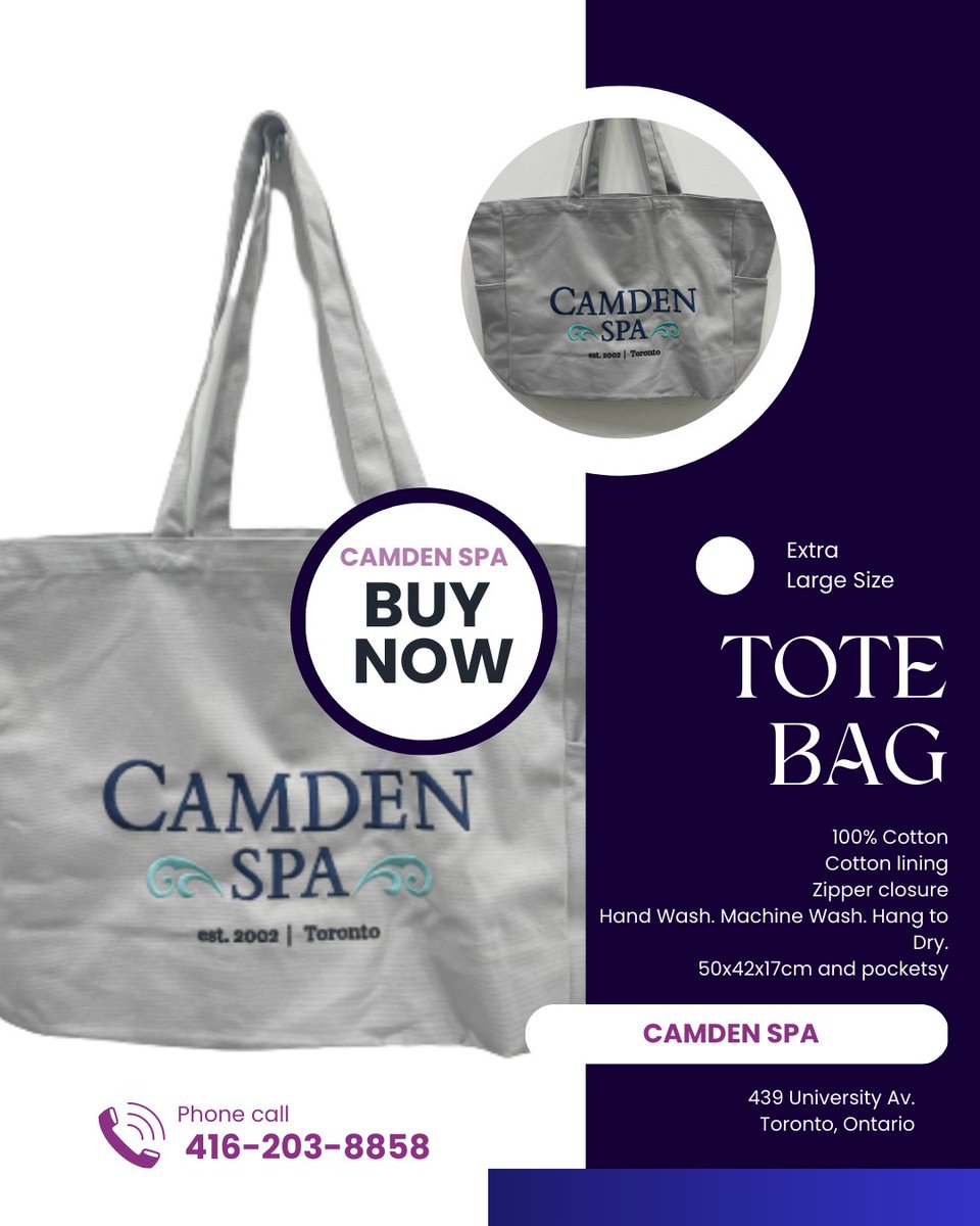 CamdenSpa's tweet image. Camden Spa
Tote Bag - Cream Colour

Extra Large Size 50x42x17cm) 100% Cotton.
Hand Wash. Machine Wash. Hang to Dry.
Order now at camdenspa.com
📩: info@camdenspa.com
☎️: 416-203-8858
📞: 647-201-8500 (Whatsapp)

#totebag #cotton #howtostorestuff #creamcolour #maggie821
