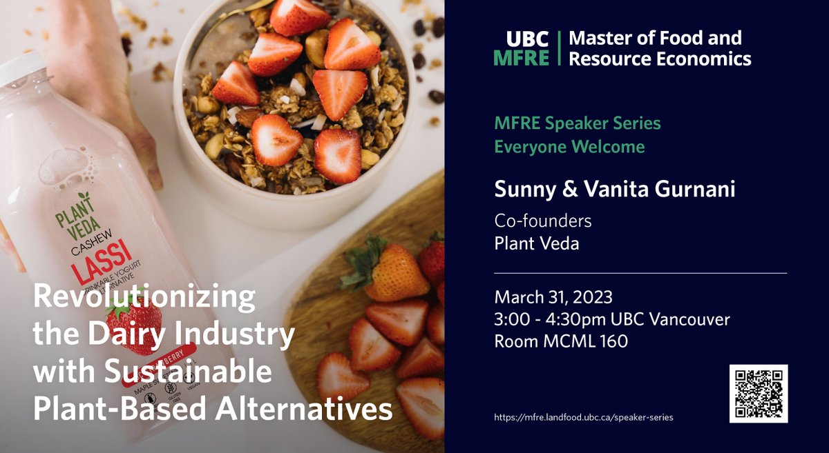 mfreUBC's tweet photo. We're thrilled to have @Vanita and #Sunny Gurnani, Co-founders of @PlantVeda , share their expertise on revolutionizing the dairy industry with sustainable plant-based alternatives.🌱🥛
https://t.co/YuGjNQL7vz

@ubcLFS @UBCGradSchool @ubcfoodie @UBCFoodResource @ubcSPPGA @ubcfarm https://t.co/Q80oIpBXnM