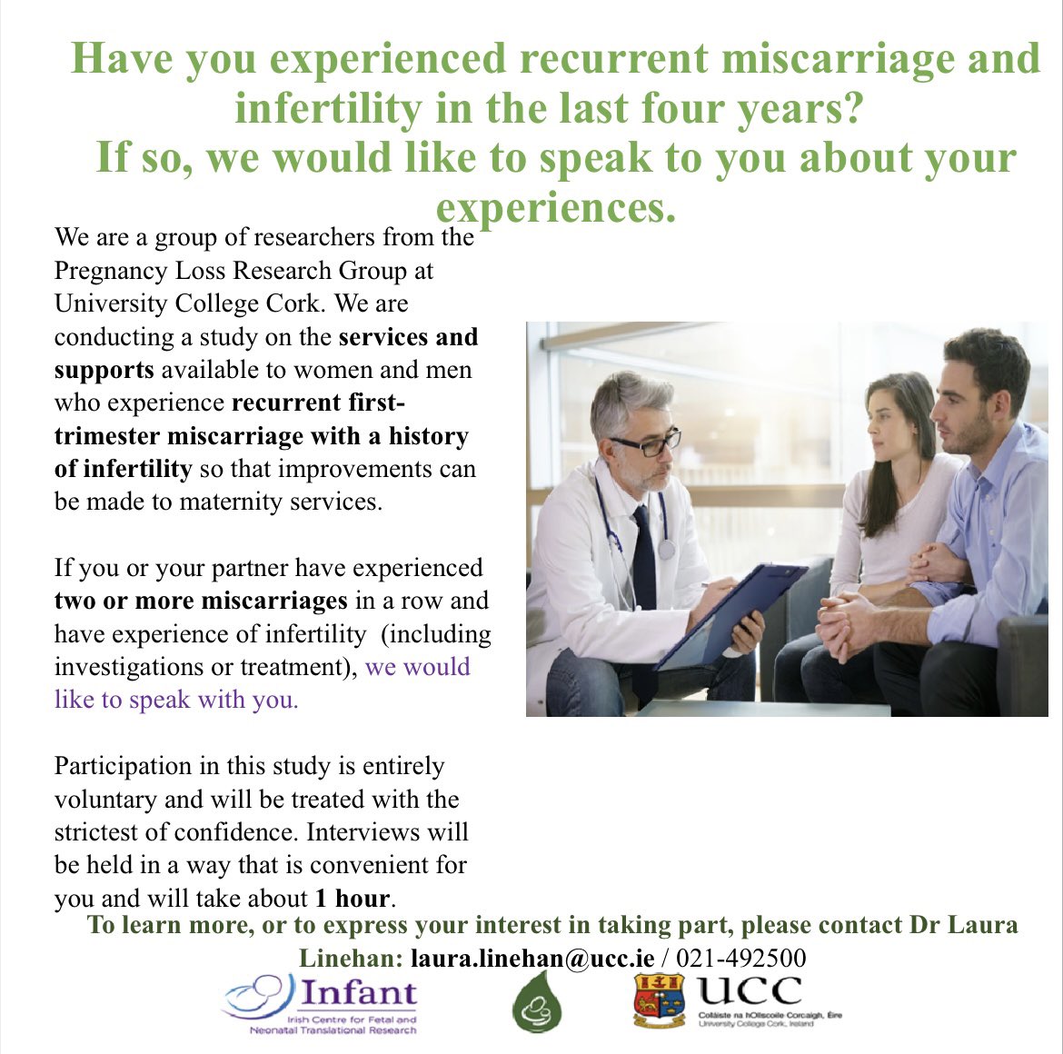 Daniel Nuzum (@danielnuzum) on Twitter photo Have you experienced two or more recurrent miscarriages and have also been through fertility treatment? If so <a href="/la_linehan/">Laura Aoife Linehan</a> would love to hear from you (men &women) about services & supports as part of her PhD with <a href="/PregnancyLossIE/">PregnancyLossUCC</a> If interested, please email laura.linehan@ucc.ie Have you experienced two or more recurrent miscarriages and have also been through fertility treatment? If so <a href="/la_linehan/">Laura Aoife Linehan</a> would love to hear from you (men &women) about services & supports as part of her PhD with <a href="/PregnancyLossIE/">PregnancyLossUCC</a> If interested, please email laura.linehan@ucc.ie