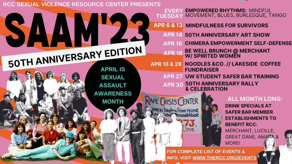 RapeCrisisDane's tweet photo. April is Sexual Assault Awareness Month! - we have dance classes, self-defense classes, an art show, Safer Bar training, a rally at the capitol, and coffee and drink specials all throughout Madison! Check it all out: https://t.co/J8isTyDtZk #SAAM @NSVRC https://t.co/JnPgdWBR7s