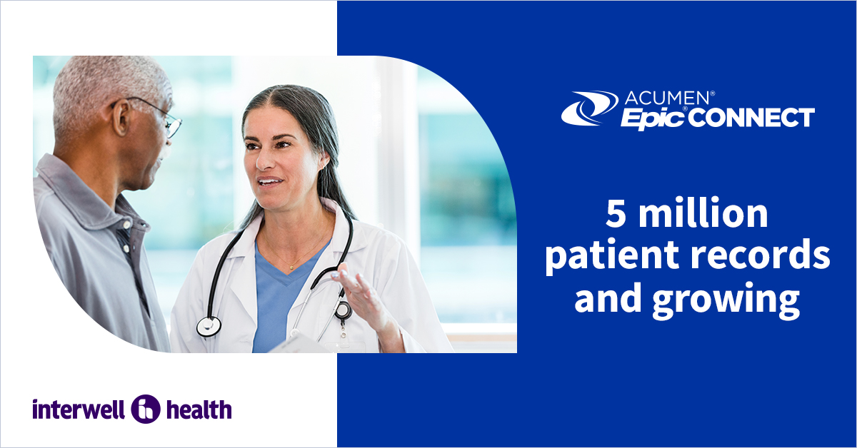 We are proud to announce that Acumen Epic Connect has surpassed 5 million patient charts in our system.  This achievement is due to our ability to listen to physician partners and give them the tools they need for success in their practice. 
interwellhealth.com/our-company/in…