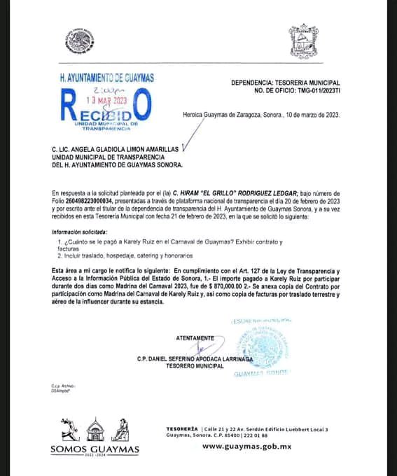 michelleriveraa's tweet photo. Cerca de $900,000.00, cerca de un millón de pesos, gastó el Ayuntamiento de #Guaymas para que #KarelyRuiz fuera su madrina de carnaval 

Prioridades son prioridades https://t.co/MPF6mBCGpM
