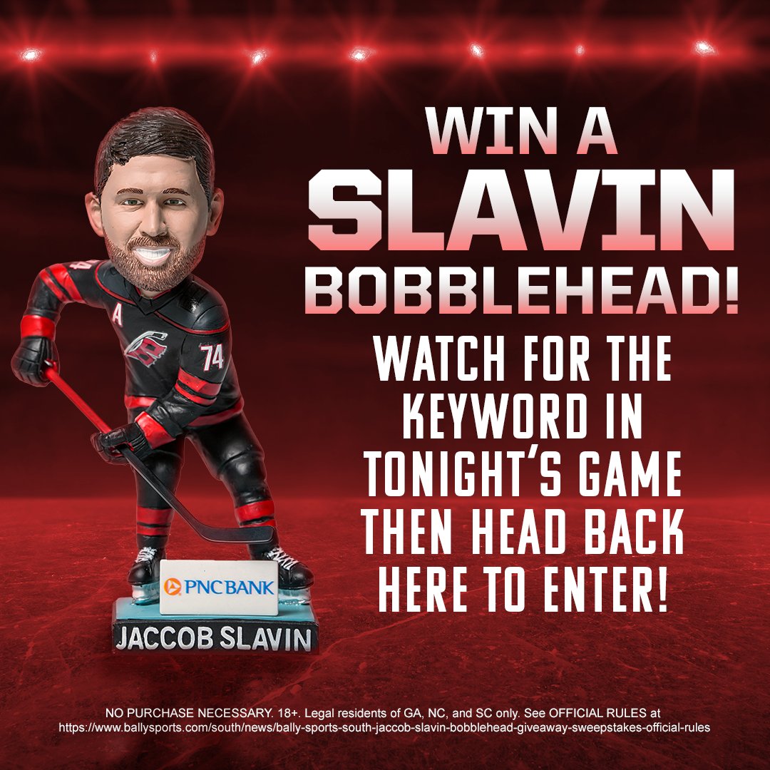 FDSN_Hurricanes's tweet photo. 🚨 Bobblehead Sweepstakes 🚨
We're giving away one of the Hurricanes' Jaccob Slavin bobbleheads!
Tune in to tonight's Hurricanes-Lightning telecast for more details. Must be following @CanesOnBally to win.