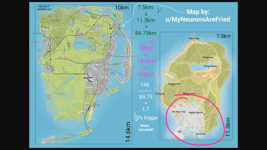 Size Comparison of u/MyNeuronsAreFried 's GTA 6 concept map (with math!) :  r/GTA6