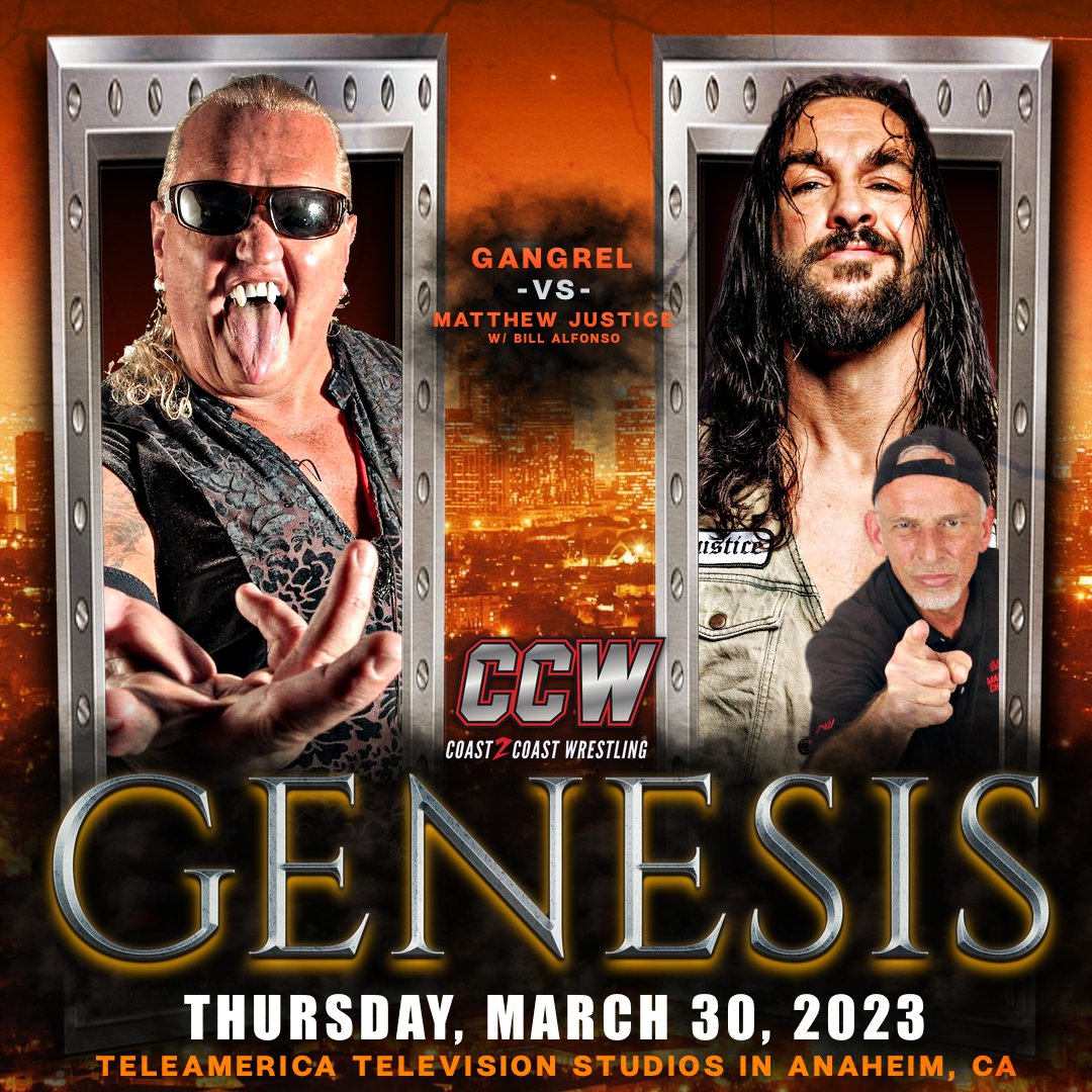 CCWAliveTV's tweet image. Gangrel comes to California this Thursday to face Matthew Justice in one of the most anticipated match-ups of #WrestleMania week! 🩸

@gangrel13 VS. @ThrashJustice W/ @AlfonsoBill
CCW presents GENESIS
In #Anaheim, California

Get your tickets NOW!
ow.ly/9pRS50Ns1QW