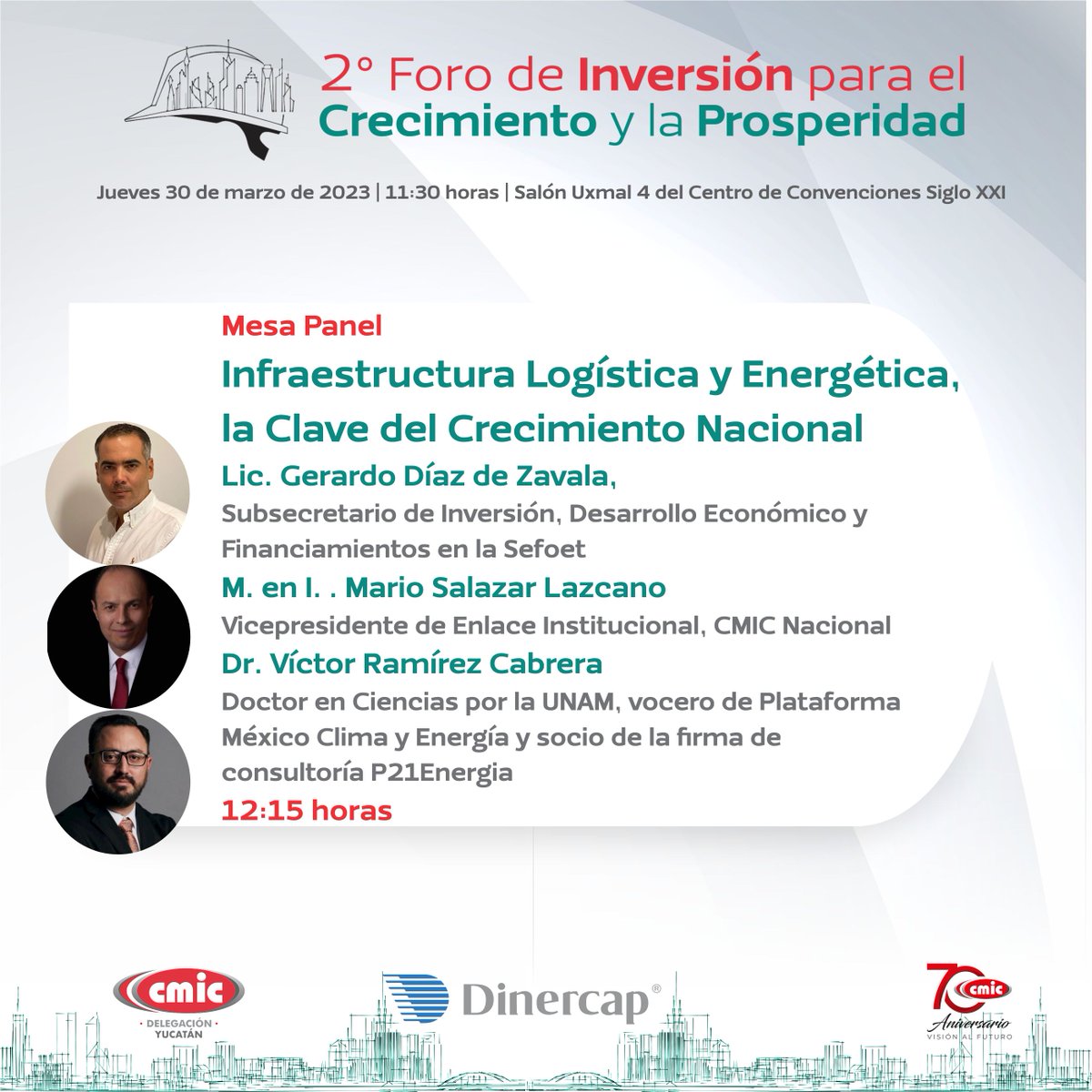 CMICYucatan's tweet photo. Conoce a los integrantes de la mesa panel del 2do Foro de Inversión para el Crecimiento y la Prosperidad.

Boletos a la venta al 999 9253060 ext. 104 https://t.co/m5zc6yEdK9