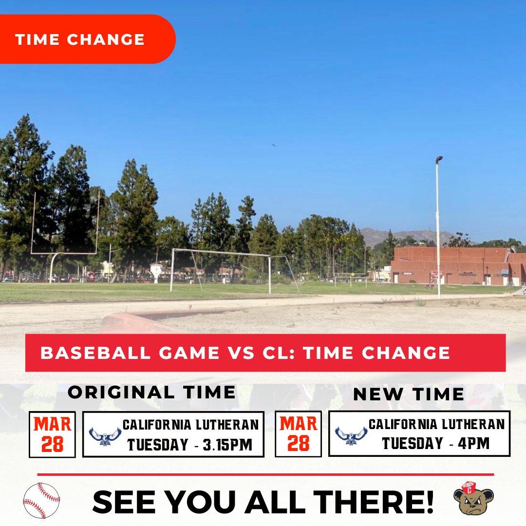 csdrathletics's tweet photo. Due to unforseen circumstances, the baseball game will now start at 4:00 PM.
We hope to see you all there!
#CSDRNation | #Baseball | #CIFSS | #ArrowheadLeague https://t.co/zh7gwaU9x8