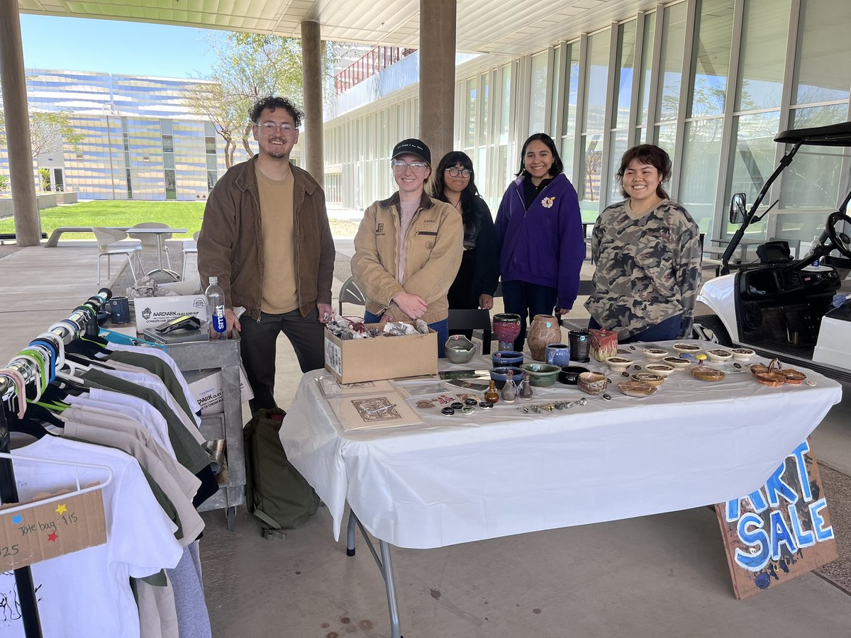 abrooke85's tweet photo. @ArizonaWestern student art sale today and Matador Activity Center coming along and DeAnza Residence Hall taking shape- no shortage of creativity here! 
#transformlives #studentsfirst https://t.co/fXuCxxoCYd