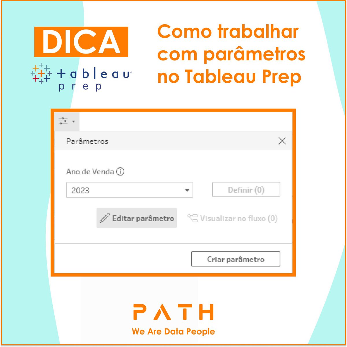 vsimoes90's tweet photo. Nesta dica iremos ensinar como criar parâmetros e como utilizá-los para tornar seu fluxo mais interativo e dinâmico.
Confira nosso site: https://t.co/cIJVjDtBi3
#TableauPrep #WeAreDataPeople #DataFam #VisualAnalytics #Tableau2023 #PathDataFan #TableauPrepTips #PathTips https://t.co/QEFbksO0nd