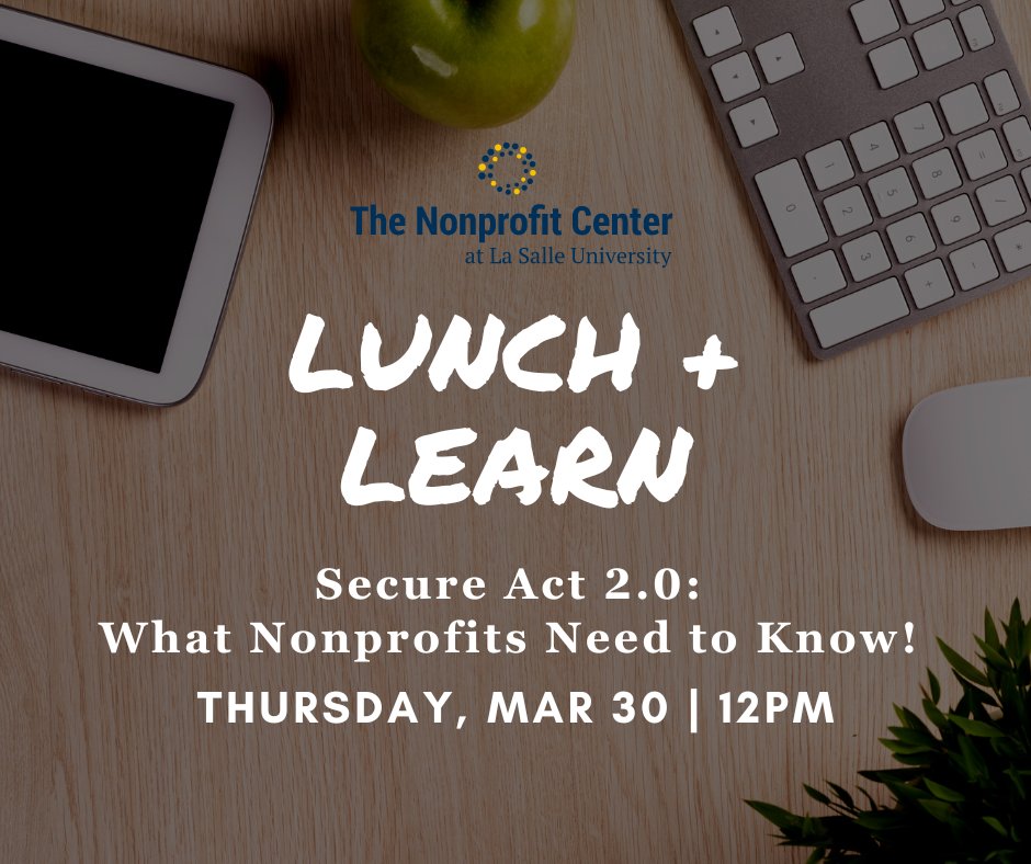 Join us for a lunch and learn conversation to learn more about recent federal laws and how your nonprofit can take advantage of coming changes. 

Register here: ow.ly/bB2v50Nujyx
