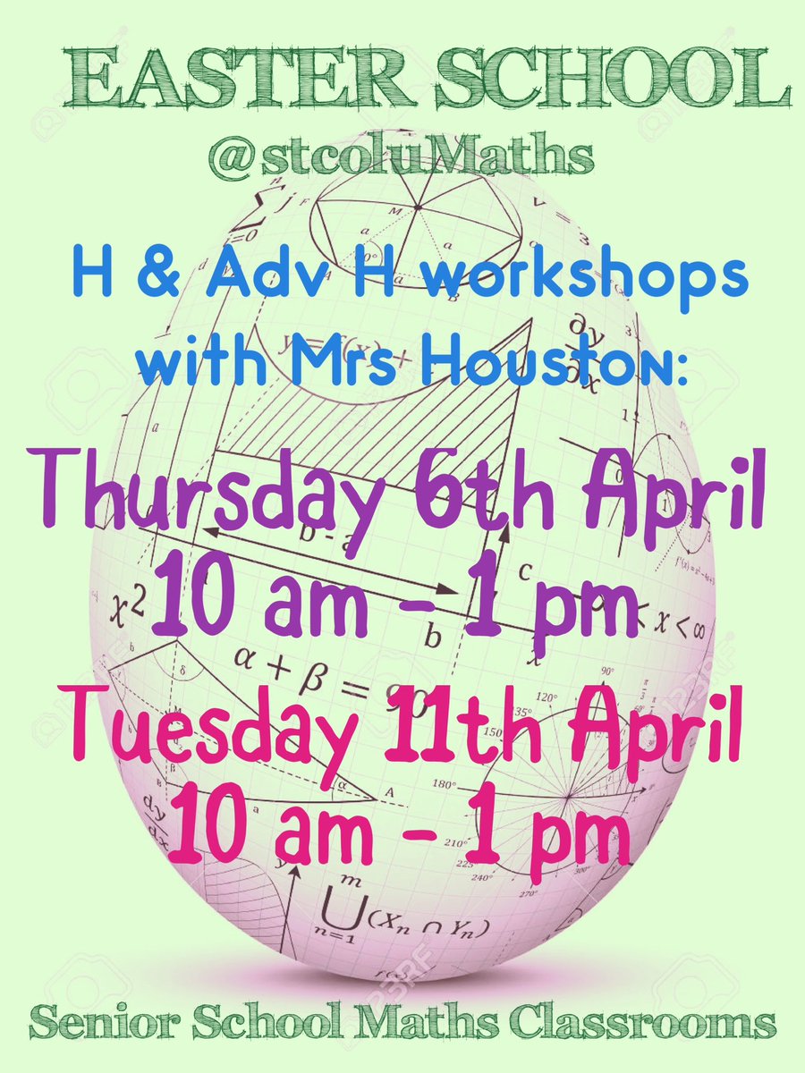 Easter School dates for your diary 📅

Open to all pupils studying Higher or Advanced Higher Mathematics.

National 5 dates to follow…

#beyourbest #heretohelp