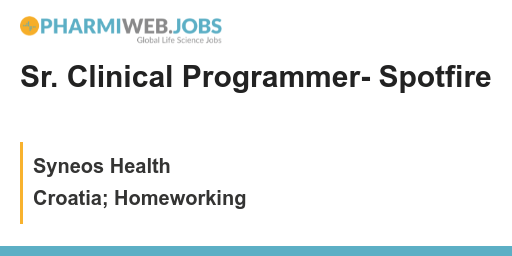 PharmaNews_Jobs's tweet image. Sr. Clinical Programmer- Spotfire - zpr.io/gNuAJzu4hMZG
Join our talented team as a Sr. Clinical Programmer for Spotfire and help make a difference in the lives of patients! #Spotfire #clinicalprogrammer #Science #DataAnalytics #BiotechJobs