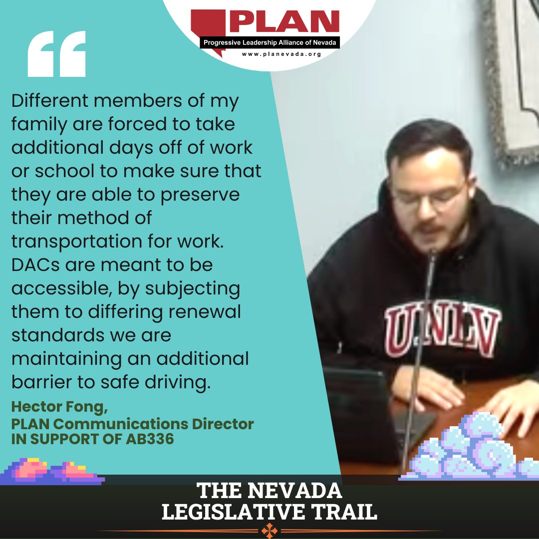 PLANevada's tweet photo. Our Comms Director, Hector, shares PLAN's Support for #AB336 at the #NVLeg to ensure that Nevada's immigrants don't face additional burdens! https://t.co/AhbST4NHly
