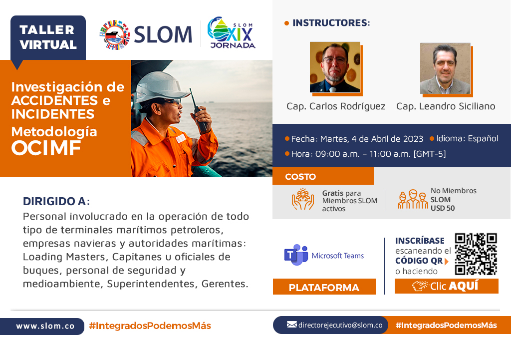 Está imperdible nuestro próximo Taller Virtual SLOM: Investigación de accidentes o incidentes.

Les invitamos a participar el próximo martes 4 de Abril.

Para inscripciones: lnkd.in/eCyBrQaT

¡Los esperamos!