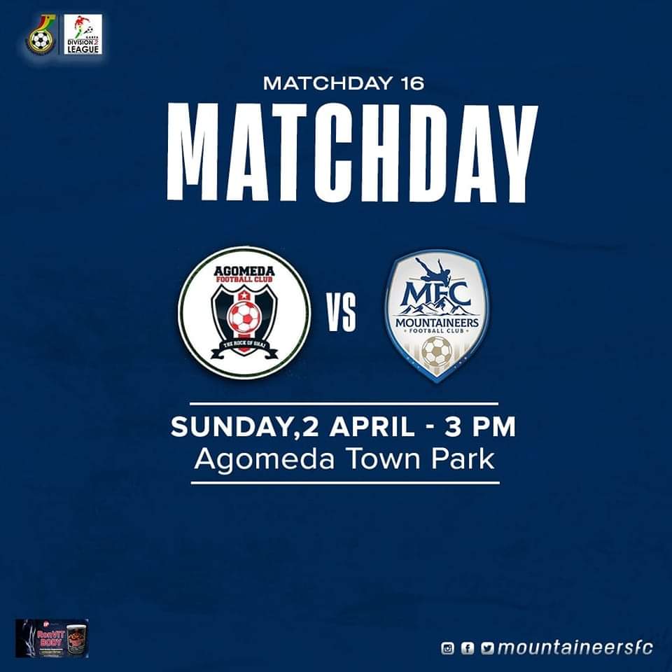 mountaineersfc's tweet photo. It's ๐๐ผ๐๐พ๐๐ฟ๐ผ๐! โช๐ต
The league is back as we move in to the second round of the second tier โ
๐: Agomeda Football Club
๐: Agomeda Town Park
โฐ: 3:00 pm
๐บ: Mfctv
#๏ธโฃ: #AgoMfc
#WereMfc #Mfc https://t.co/yOtEqJCGpP