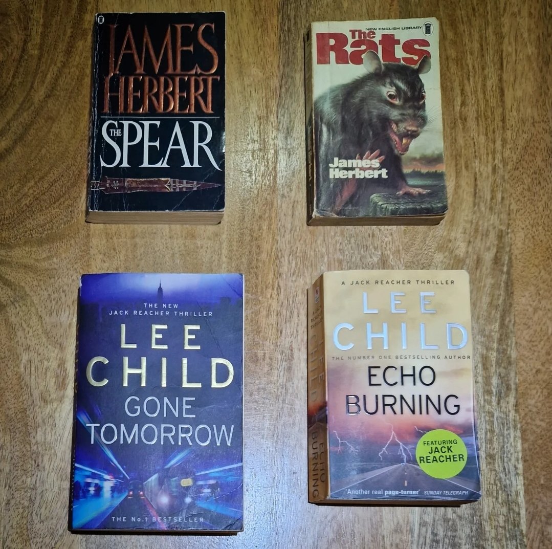 The 25p #CharityShop strikes again, all 4 for just a £1... bargain! More #LeeChild and #JamesHerbert books. Classics 📚