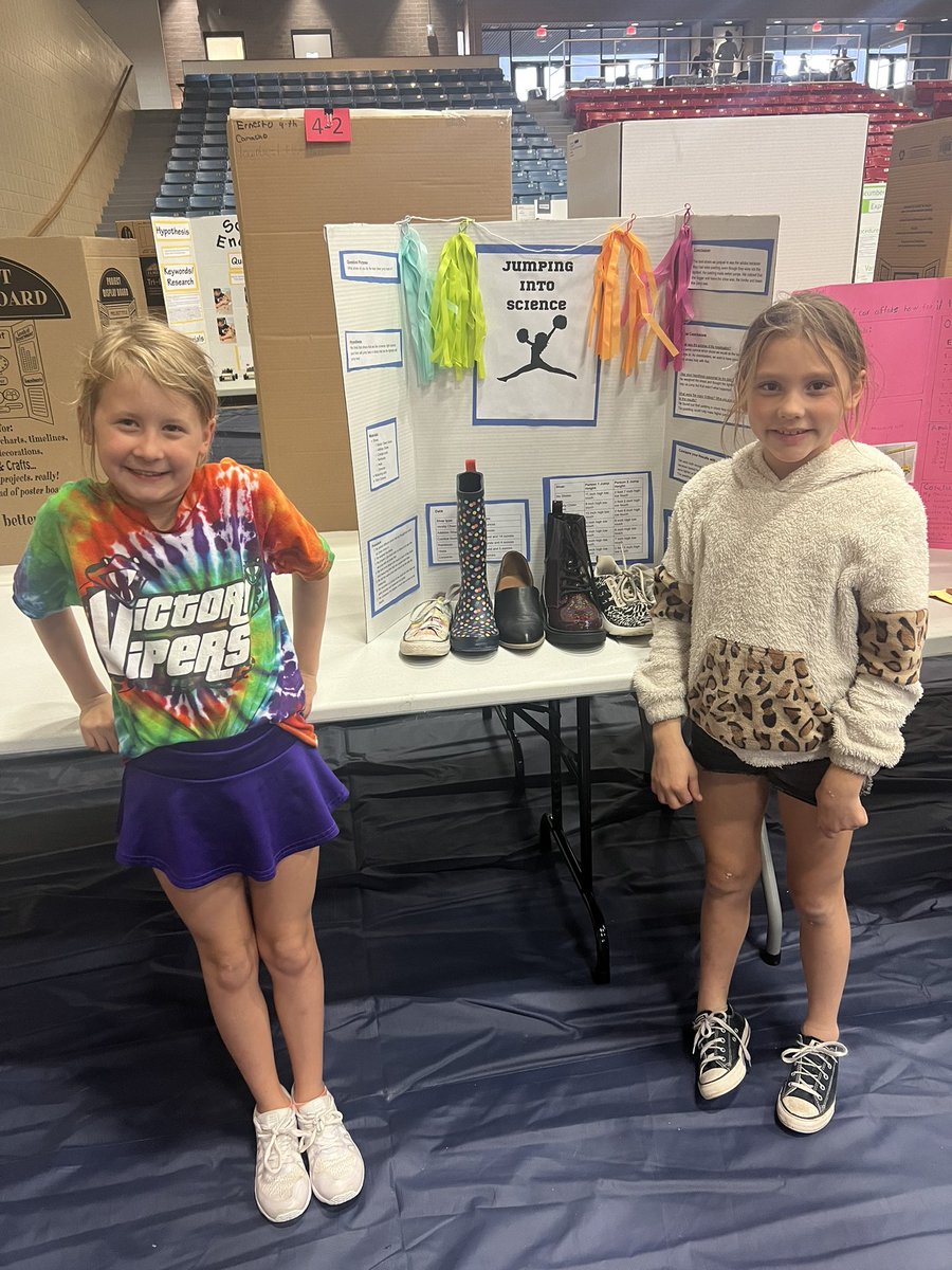 Two cute littles are in the FBISD district science fair. Love that they used their passion for cheer into a science fair project science 🔬📣