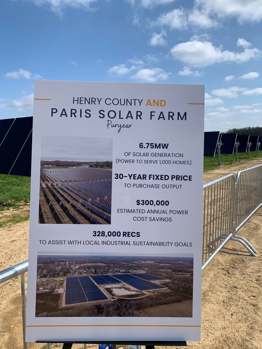 7StatesPower's tweet photo. Congratulations to our member-owner @Paris_BPU for “flipping the switch” on its new 6.75-megawatt #solar facility in partnership with @TVAnews and @SiliconRanchCo! Great to see Valley LPCs innovate their way into a better tomorrow. https://t.co/L8mVgnFcS7