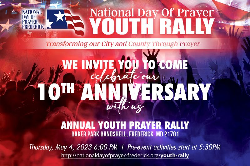 NDPFrederick's tweet photo. For students of all ages including college. If you or  your youth group would like to participate or volunteer at the Rally, please email cj@nationaldayofprayer-frederick.org for more info. #RallyFrederick https://t.co/7ukxKx257j https://t.co/fTOG9k5CuM