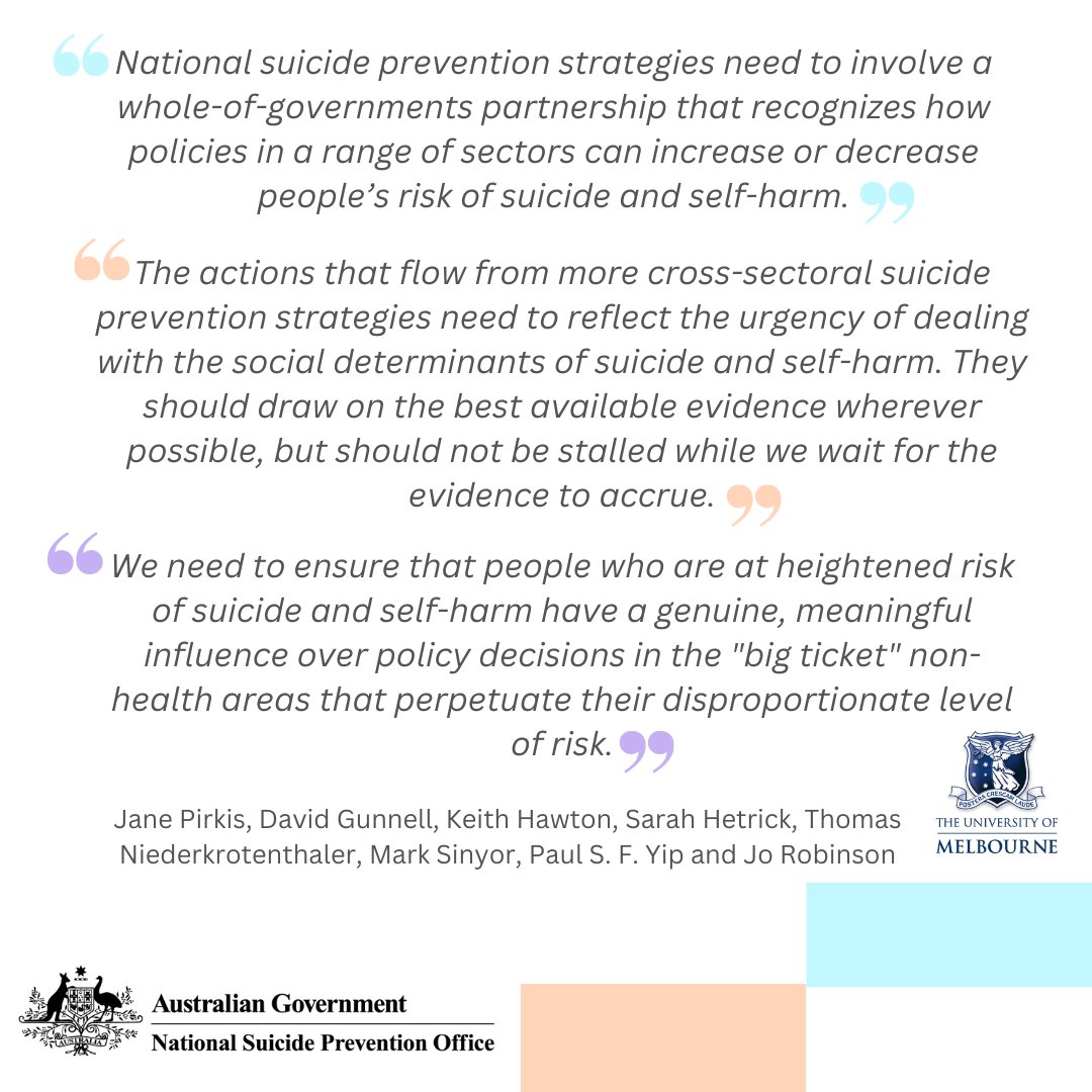 Congratulations to Jane Pirkis, @JoRobinson_Aus and team on the publication of A Public Health, Whole of Government Approach to National Suicide Prevention Strategies in the IASP Journal, Crisis. NSPO is pleased to have supported this work. @uniMelb econtent.hogrefe.com/doi/full/10.10…