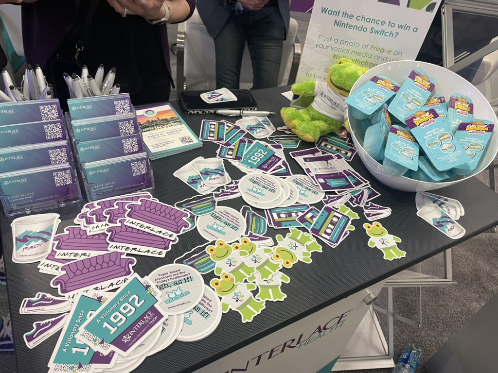 InterlaceHealth's tweet image. Have you grabbed your stickers? Booth #1820 #ViVE2023 #90snostalgia