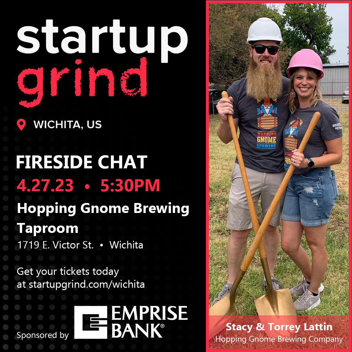 Startup Grind ICT (@startupgrindict) on Twitter photo We're just under one month from our next fireside chat! We're so excited to hear from Stacy and Torrey Lattin, of <a href="/HoppingGnome/">Hopping Gnome</a>, and see their new taproom! Thanks to our friends at <a href="/EmpriseBank/">EmpriseBank</a> for making this event possible.
Get your tickets today at startupgrind.com/events/details… We're just under one month from our next fireside chat! We're so excited to hear from Stacy and Torrey Lattin, of <a href="/HoppingGnome/">Hopping Gnome</a>, and see their new taproom! Thanks to our friends at <a href="/EmpriseBank/">EmpriseBank</a> for making this event possible.
Get your tickets today at startupgrind.com/events/details…