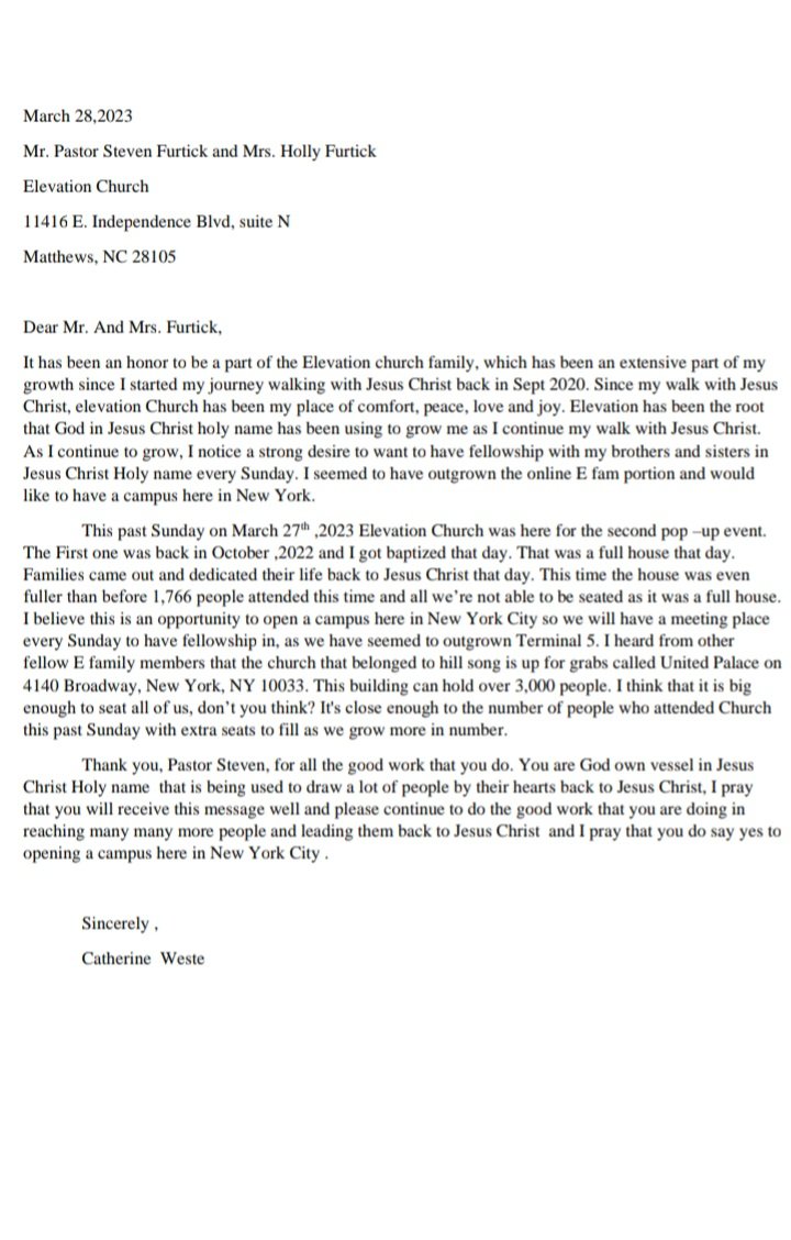 InfamyGb's tweet photo. @hollyfurtick  @elevation_wrshp @ElevationChurch  #elevationworship We're believing God will get this letter to the right hands.
Love, NYC Efam ❤️ https://t.co/07Vu5VzssC