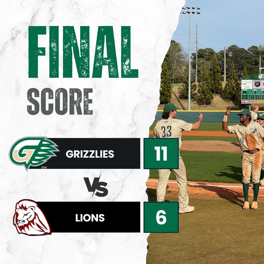 Kaya Ilustrisimo (@kayailustrisimo) on Twitter photo GRIZZLIES WIN! ๐ป
<a href="/GGC_Baseball/">GGC Baseball</a> defeats the Bryan College Lions with a final score of 11-6 ๐๐ GRIZZLIES WIN! ๐ป
<a href="/GGC_Baseball/">GGC Baseball</a> defeats the Bryan College Lions with a final score of 11-6 ๐๐