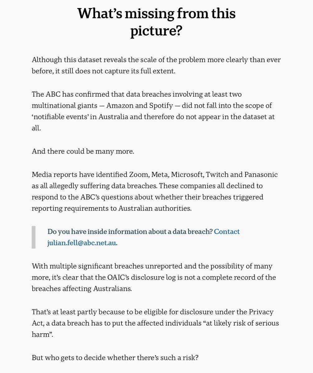 BeverleyBMiles's tweet image. “This is the most detailed portrait yet of #DataBreaches in Australia…

But there’s still a huge amount missing from the picture.”

via @abcnews &amp;amp; OAIC official record

abc.net.au/news/2023-03-2…

#auspol #DataRights #PrivacyAct #Security #DigitalRights #EdChat